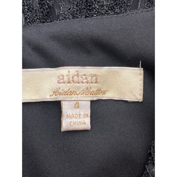 Aidan Mattox Women Black Sleeveless Sequined Lace Dress Size 4 - Picture 11 of 11